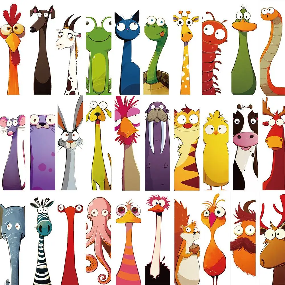 Cartoon Animal Pattern Bookmark, 30pcs/set Cute Funny Bookmark, Reading Page Bookmark, Stationery Supplies for Students, Creative Gifts
