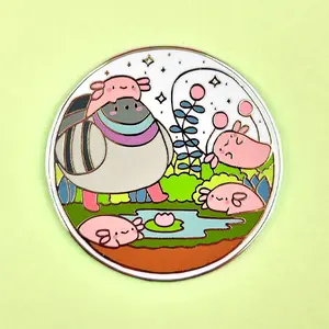 Poe the Pigeon Axolotl Terrarium Poe Enamel Pin - Cute Bird Amphibian Kawaii Lapel Pin Badge Brooch