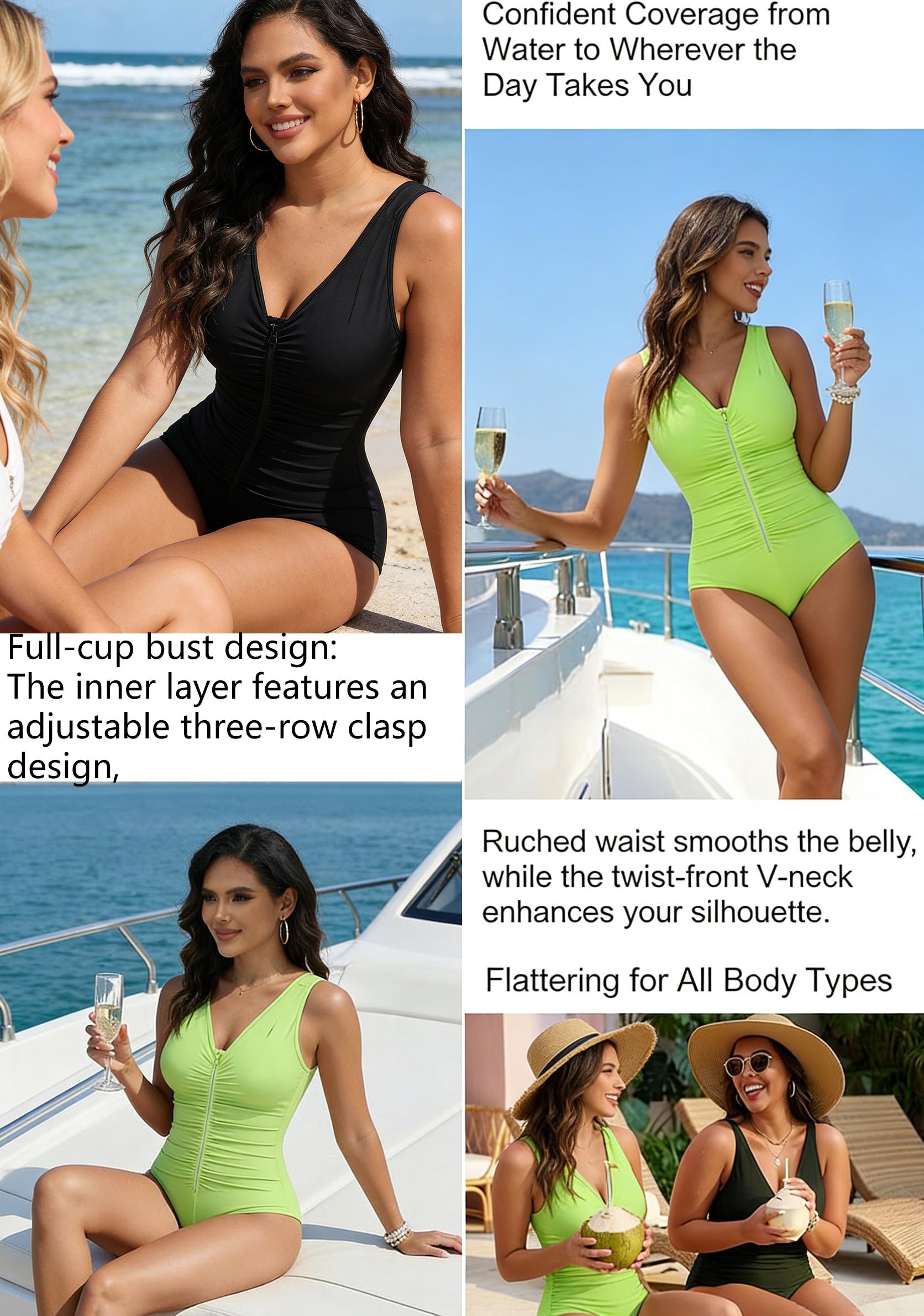 JOSHINE SHAPER Women's One-Piece Swimsuit with Tummy Control, Full Coverage, Pleated V-Neck Design, Shaping Swimsuit, U-Shaped Backless Swimsuit, Double-Layer Comfortable and Versatile Shaping Swimsuit JOSHINE SHAPER Women's One-Piece Swimsuit with Tummy Control, Full Coverage, Pleated V-Neck Design, Shaping Swimsuit, U-Shaped Backless Swimsuit, Double-Layer Comfortable and Versatile Shaping Swimsuit