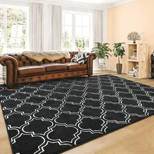 7x10 Geometric Area Rug for Living Room, Large Modern Memory Foam Indoor Carpet, Fluffy Rug for Bedroom Bedside Room Decor for Family Girls Kids Nursery, Black,Grey,Red, Beige,Blue, Pink, 5x7, 6x9, 7x10 Feet