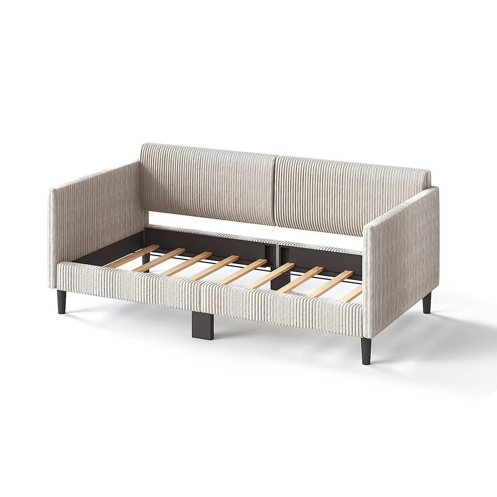 2. Modern Soft Gray Cashmere Plush Sofa Bed Twin Size, Drawer-Free, Comfortable Guest Sleeper