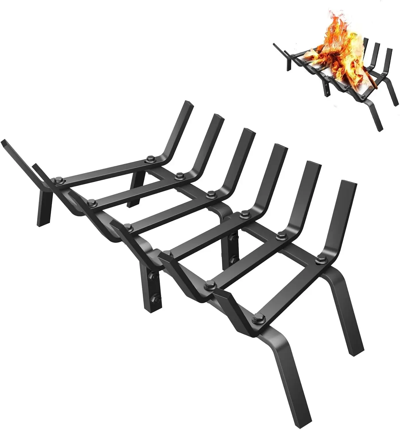 Fireplace Grate Durable Steel Firewood Holder for Efficient Burning 24 Inch
