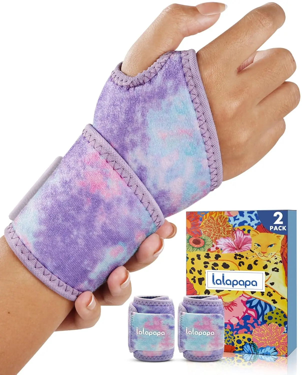 Lalapapa 2-Pack Wrist Brace for Women – Adjustable, Fits Both Right & Left Hands for Night Support, Tendonitis, Carpal Tunnel, Arthritis, Lifting, Tennis, Sprains, Typing & Sports