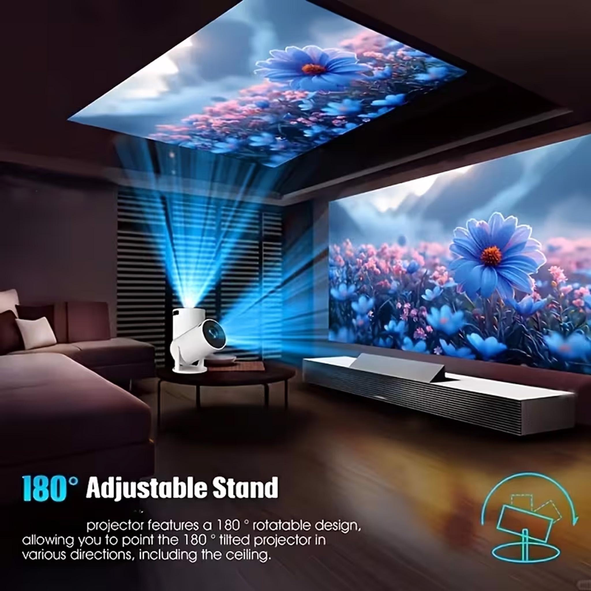2026 Projector with Wi‑Fi and Bluetooth, mini projector, portable wireless HD movie projector, 180° rotatable, 130-inch screen, manual keystone correction, compatible with HDMI/iPhone/TV stick, suitable for bedrooms and indoor use
