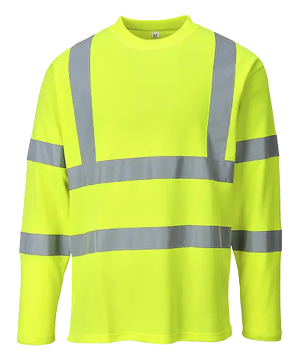 Portwest S278 3XL Hi-Visibility Long Sleeves T-Shirt, Yellow - Regular, Work Wear, 35 Ultraviolet Protection Factor Rated, High Visibility, Reflective, Silver Reflective Tape, Solid, Taped Neck Seam, Uv Protection Clothing