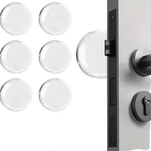 6-Piece Self-Adhesive Door Stopper Wall Protector Pads, Transparent Shock-Absorbing Noise Reduction Design, Easy Install Reusable Rubber Door Stoppers