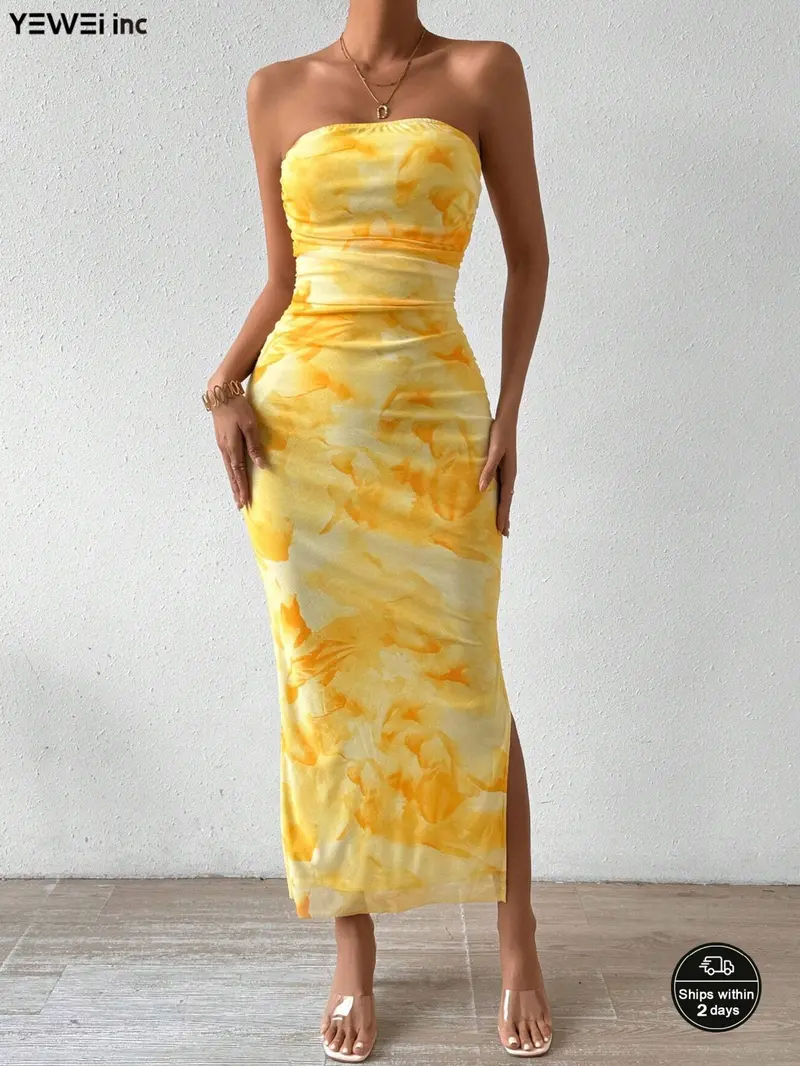 tie dye strapless dress - TikTok Shop