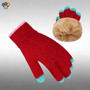 HER-Kids Winter Gloves Boys Girls 3-8 Years Fleece Knitted Warm Thermal Snow Mittens for Cold Weather Windproof Touchscreen Winter Accessories