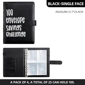 100 Envelopes Money Saving Challenge, 100 Envelope Challenge Binder, Easy and Fun Way to Save $5,050, Savings Challenges Budget Book Binder with Cash Envelopes for Office,Home,School (Black)