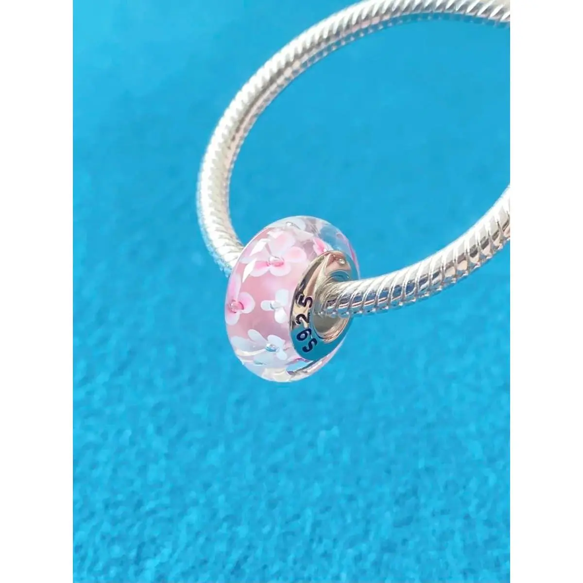 Original Murano Glass Charms for Pandora Bracelets, Authentic 925 Sterling Silver Charms for Bracelets, Murano Flowers Charms, Glass Beads fit Pandora Style Bracelet for Women