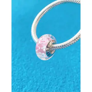 Original Murano Glass Charms for Pandora Bracelets, Authentic 925 Sterling Silver Charms for Bracelets, Murano Flowers Charms, Glass Beads fit Pandora Style Bracelet for Women