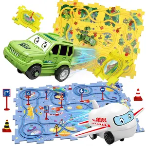 25 PCS set of children's educational jigsaw puzzle rail car, electric train sliding diy rail jigsaw puzzle, accessories for boys and girls creative gifts for early childhood education toys