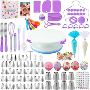 356-Piece Complete Cake Decorating Kit for Baking Beginners | Revolving Turntable, Icing Tips, Piping Bags, Fondant Molds & All Baking Tools