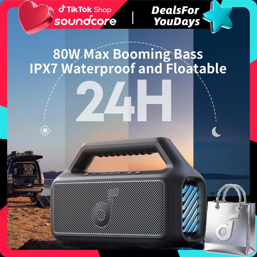 soundcore Boom 2 By Anker, Outdoor Speaker, 80W, Subwoofer, BassUp 2.0, 24H Playtime, IPX7 Waterproof, Floatable, RGB Lights, USB-C, Custom EQ, Bluetooth 5.3, Portable for Camping, Beach, and Backyard #DealsForYouDays, #SummerWins