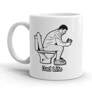 Dad Life Coffee Mug Funny Fathers Day Pooping Ceramic Cup - 11oz Funny Coffee Mugs Ceramic Printed Drinkware Cup