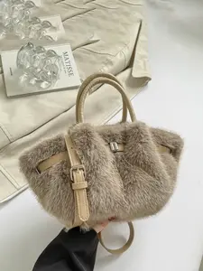 1pc Women's handbag, solid color, clean color, crossbody bag, plush, fashionable, versatile, casual, simple, suitable for autumn and winter travel, work, commuting, shopping, dating, women's handbag