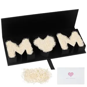 Assembled Mother's Day MOM Gifts for Mom Letter Shaped Fillable Gift Box Empty Cardboard Letter Flower Box Chocolate Strawberry Candy Jewelry Packaging for Luxury Style Flower Gift Arrangements Birthday, Black