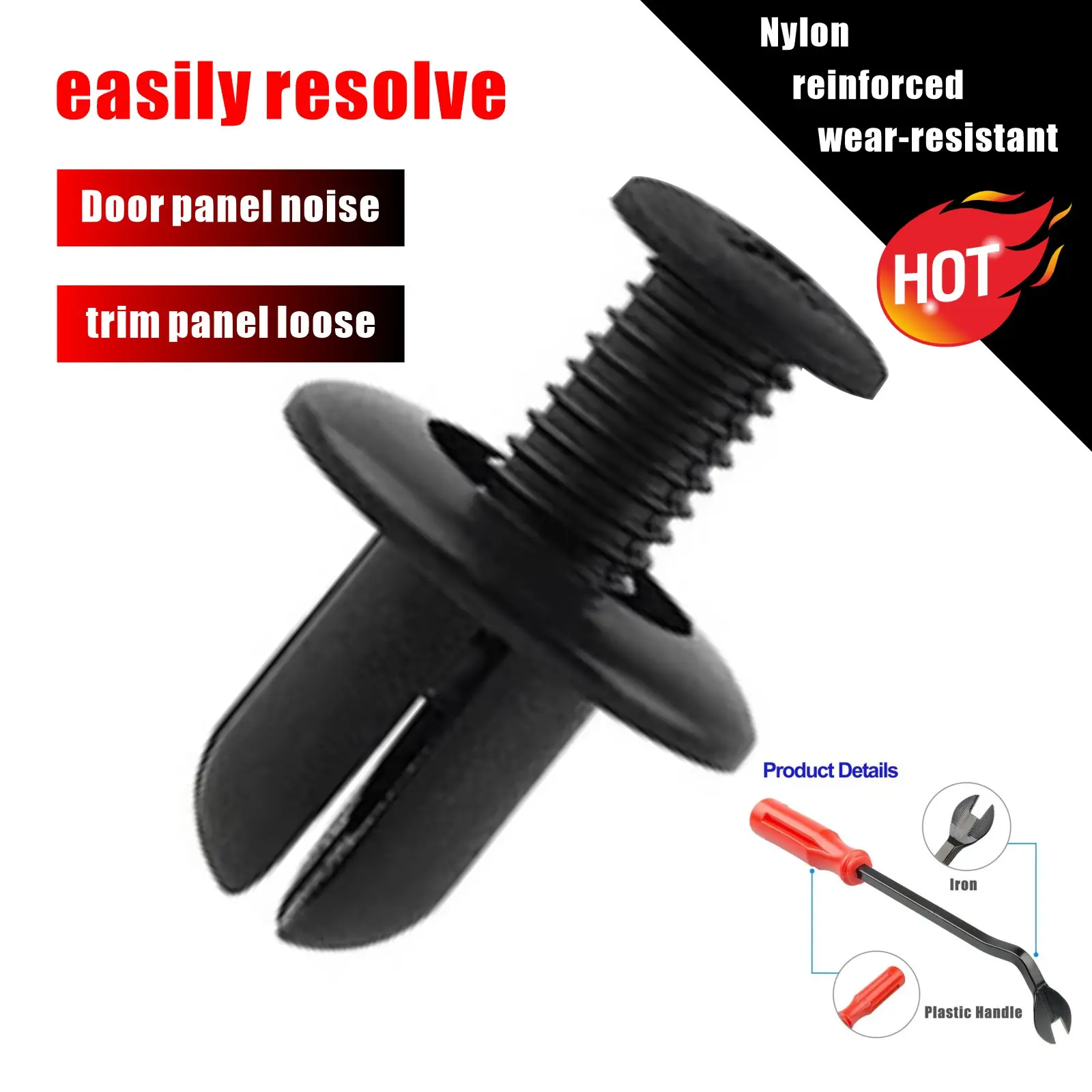 SummerVibes200pcs Plastic Rivet Fasteners Durable Car Clamps for Interior Exterior Trunk Quick Install Screws for Bumpers and Fenders Industrial Nuts Body Screw Kit