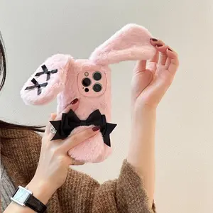 Cute Rabbit Design Plush Phone Case, Fashion Phone Protective Cover, Phone Accessories Compatible with iPhone 16 Pro Max