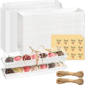 25 Pack Strawberry Boxes with Clear Lids, Disposable Macaron Boxes To Go Dessert Containers for Packaging Chocolate Covered Strawberries, Cookies, Cocoa Bombs, Truffles