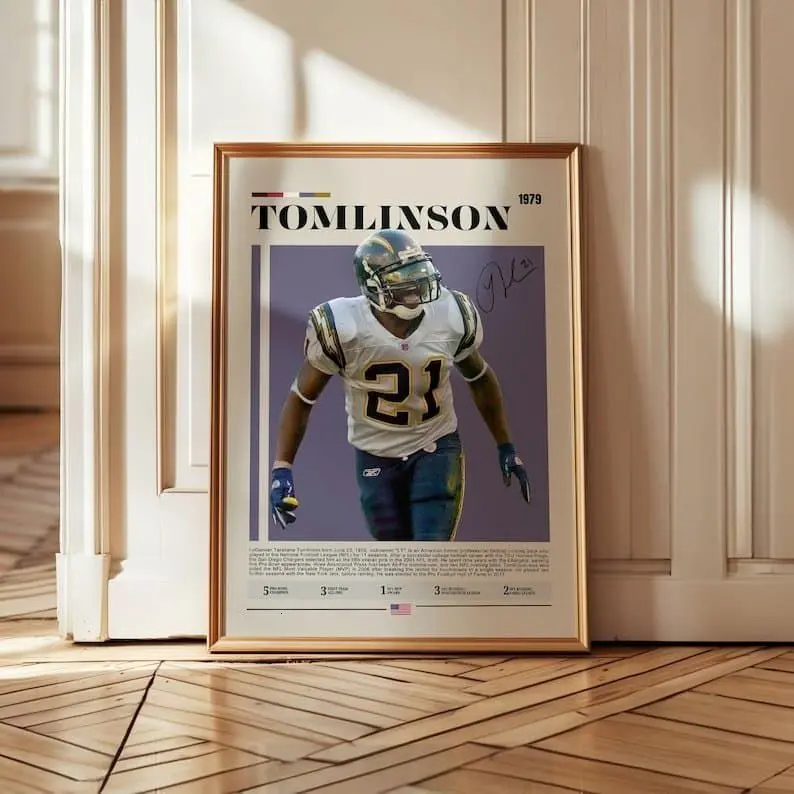 LaDainian Tomlinson San Diego Chargers Football Legend Multi-Size Poster - 12x18in/16x24in Single-Side Photo Paper Print, Home Decor for Kid Room/Bedroom/Classroom, Gift for Football Lovers