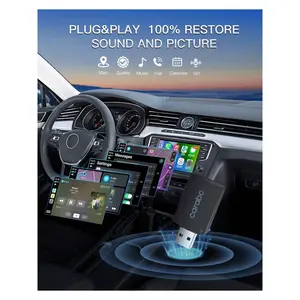 LLshop [Carabc] Wireless CarPlay Adapter Convert Wired Carplay Dongle To Wireless Carplay, Plug And Play, Online Updates, 5GHz WiFi Bluetooth For Car From 2015 Onwards IOS 10+ Black