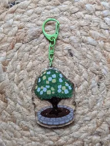 Animal Crossing Pocket Camp Memorial Tree Acrylic Keychain | Glitter Epoxy Front | 2.5" x 2.5"