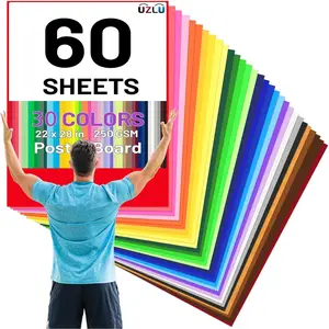 60 Pack Large Poster Board 30 Assorted Color Colored Posterboard Paper Bulk 22 x 28 in 250 GSM Thickness Cardstock Blank Vision Boards for School Drawing Craft Projects DIY Party Display Supplies