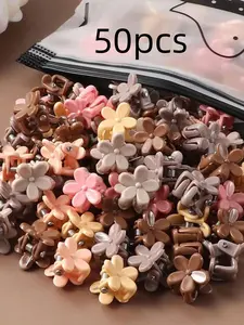 Mini Colorful Flower Hair Clips for Women & Girls, Clip In Claw, Super Cute Clips, Cute Decorative Accessories, 50 Pieces, Fashionable Hairstyles