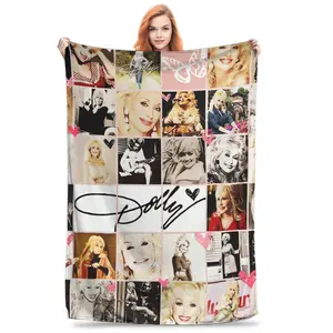 Dolly Parton Four Seasons Soft Throw Blanket--Signature Name and Portrait Print, Cozy Bedspread or Sofa Blanket, Durable Comfort Blanket Suitable for Movie Night, Leisure Time, Year-Round Warm Companion--Bedding Accessories girlfriend gift bed