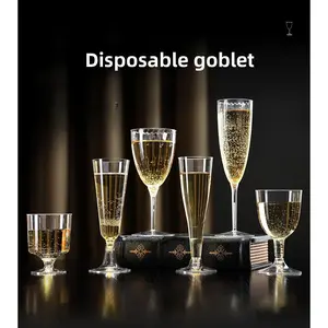 Disposable Cups Transparent Tall Glasses PS Hard Plastic Liquor Wine Champagne Cocktail Glasses Set