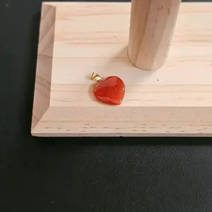 14k gold red jade pendant