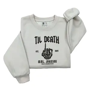 Custom Bride & Groom Embroidered Sweatshirt, Funny Wedding Gift, Newlywed Couples Til Death Married Honeymoon Sweatshirt, Husband and Wife