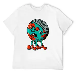 Men's Zombie Earth T-Shirt, 180g Heavyweight Cotton, Cartoon Graphic Tee, Apocalypse Survival Streetwear Top, Funny Horror Eco Print Shirt, Cool Casual Summer T-Shirt,deo merch,frisco orange tshirt,anti grape clothing,big deborah,funny