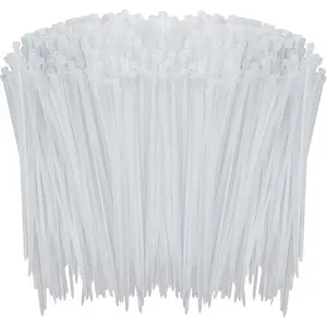 1000 count White Zip Ties, 6 Inch Clear Self-Locking Nylon  Ties,  Heavy Duty Plastic Wraps Wire Ties for Indoor and Outdoor