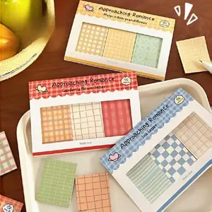 1 Piece New Plaid Combination Sticky Notes, Retro Striped Plaid, Multiple Colors Available, Journal Decoration, Basic Paper Materials, Sticky Note Pad, Writing Paper Stic, Decorative Stickers, Office Supplies