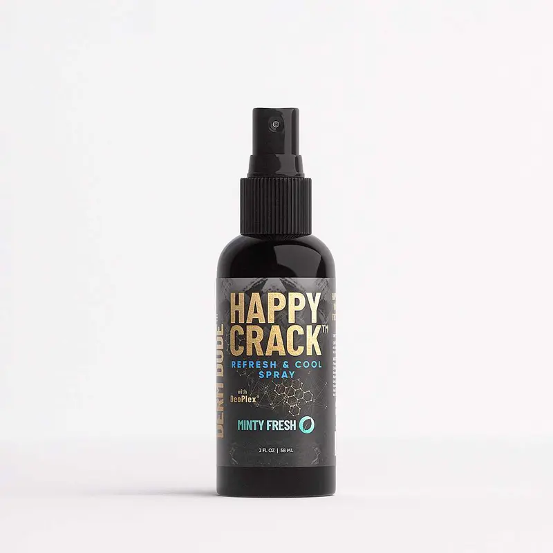 Happy Crack Refresh & Cool Spray - Minty Fresh Scent Effective Deodorizer, Butt Odor Neutralizing, Sweat & Perspiration Smell Removing Aloe & Chamomile Body Deodorizing Deodorant, Single Item Gift for Personal Care