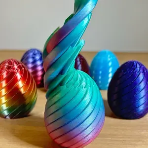 3D Printed Easter Egg Fidget Toy Spiral Slime Motion Desk Toy Gradient Colors Galaxy Rainbow Space Midnight Mermaid Tears Ruby Red Grape Copper Blue Sky