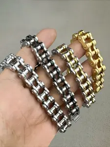 Trendy Hip Hop Punk Motorcycle Chain Bracelet, Fashion Street Style Men's Versatile Link Bracelet, Cuban Link Bracelet, Stylish Jewelry Accessory