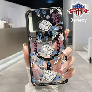Magnetic Soft Case Compatible with Galaxy S23 Ultra S24 Plus S25 S22+ FE Non-Yellowing Drop Protection Transparent Acrylic Turtle Sea Treasure Pattern Shockproof Silicone Cover Supports Wireless Charging.