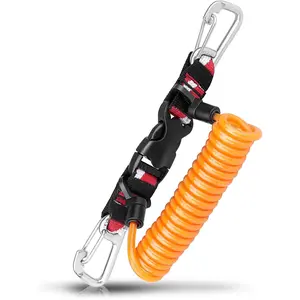 Retractable anti-loss rope for diving, stainless steel double clip and spiral core anti-loss rope, equipped with a quick-release buckle