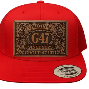 Group 47 Snapback Hat - Original G47 Since 2025 Red Adjustable Cap with Authentic Snapback Label Mesh Trucker Hat with Snapback