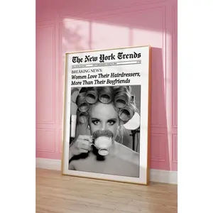 Trendy Newspaper Print, New York Times Wall Art, Women Love Hairdresser, Retro Magazine Poster, Vintage Bar Cart Print