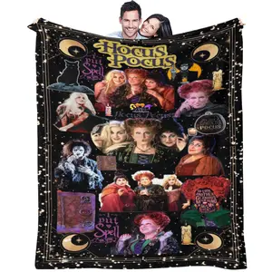 Hocus Pocus Pattern Blanket, Soft Comfortable Warm Home Office Use, Ideal Gift for Family Friends, Halloween Festival Decoration