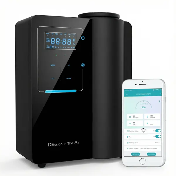 Kevinleo 500ML Rectangular Bluetooth Waterless Nebulizing Aromatherapy Diffuser - App & HVAC Compatible, Adjustable, Scented, for 7500 Sq.Ft Large Home Spaces, Cold-Air Scent Machine with Flexible Work Time & Fragrance Density, Air Purifier