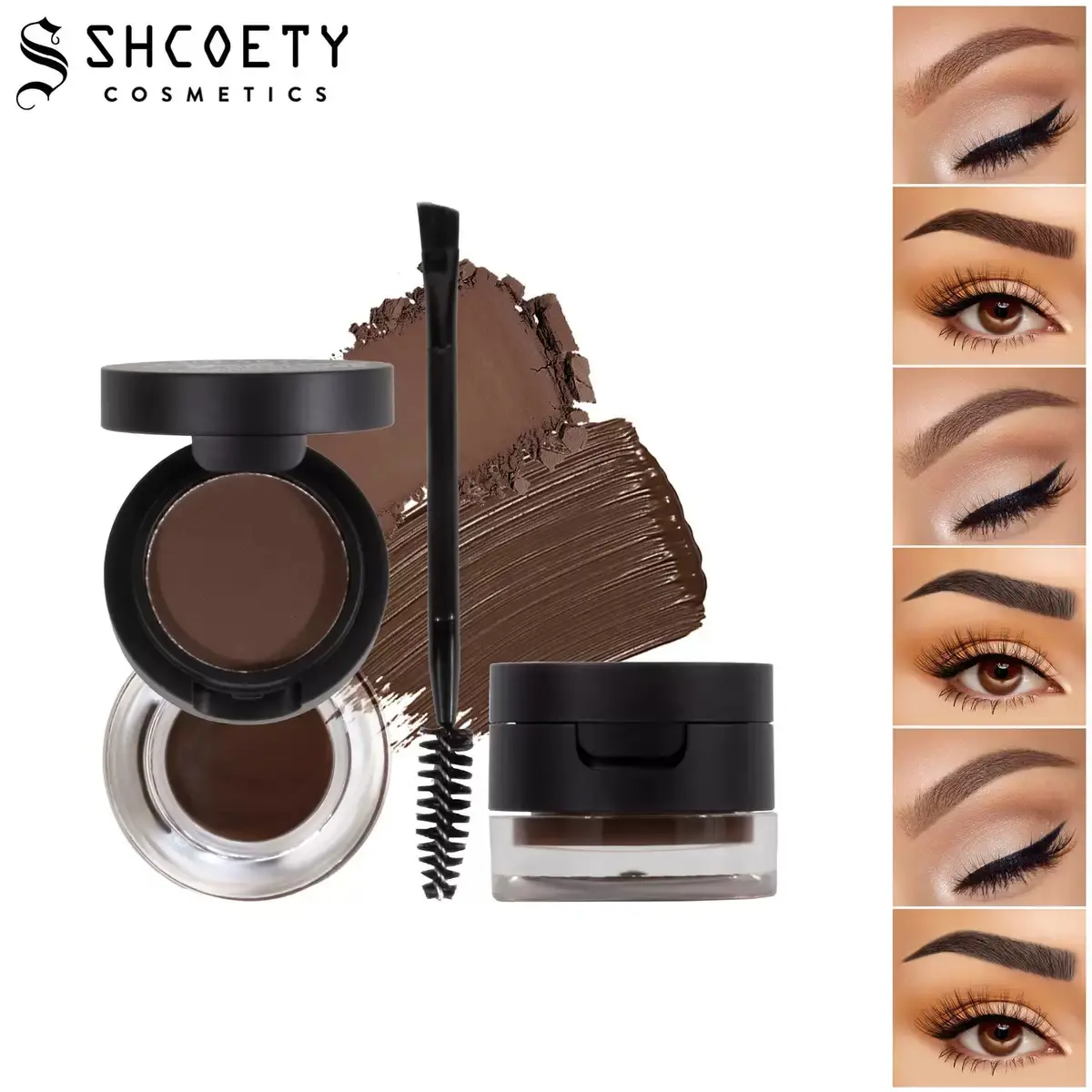 Double-End 2-in-1 2-Layer 3-Color Eyebrow Mascara - Natural Eyebrow Paste, Long-Lasting, Waterproof, No-Smudge, Fluffy, Smooth Daily-Use Beauty & Personal Care Cosmetic, Double-End Eyebrow Paste