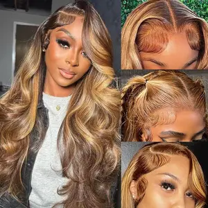 lumi hair highlight 4/27 straight bodywave wig 30 inches 13*6 lace hair net synthetic wig Fashion women's wig cute and sexy wig