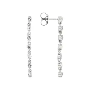 JTV White Lab Created Sapphire Rhodium Over Sterling Silver Earrings 1.21ctw