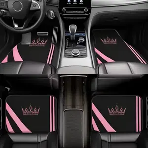 4-Piece Crown Element Colorful Minimalist Car Mat Set, Universal Car Foot Mats, Full Coverage Car Interior Accessories, Crystal Velvet Vehicle Mats, Floor Mats For Car