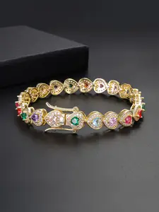 Iced Chics Colorful Heart Hand Chain, Elegant and Luxurious Bracelet, Perfect Gift for Mom and Partner, Fashionable and Stylish Accessory